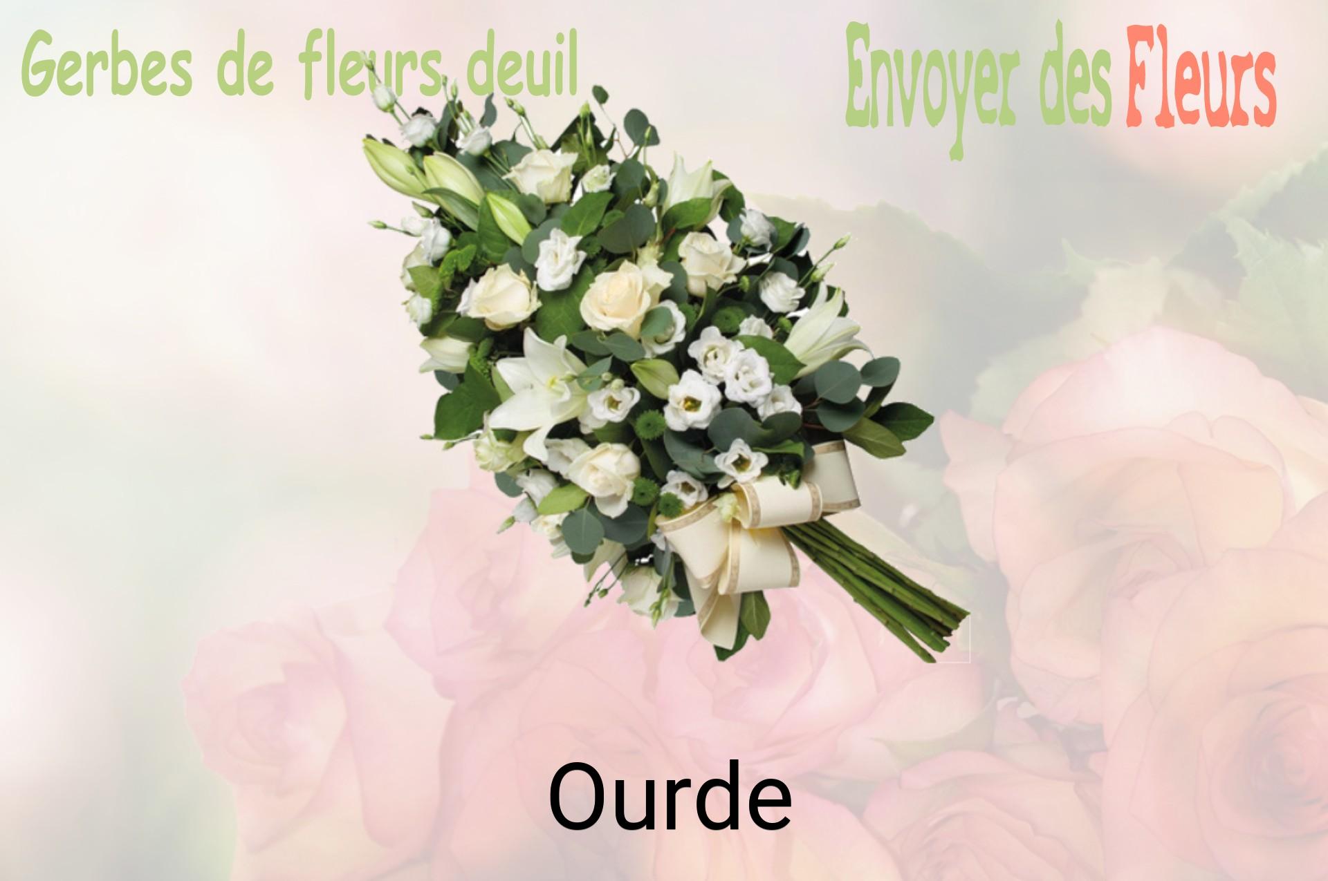 Gerbe de fleurs de deuil livrée à Ourde